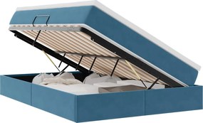 vidaXL Pat cu saltea și spațiu de depozitare cu saltea Albastru închis