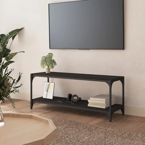 Comoda TV, negru, 100x33x41 cm, lemn prelucrat si otel