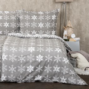 Lenjerie de pat din bumbac flanelCrăciun 4Home Christmas Time, gri, 140 x 200 cm, 70 x 90 cm