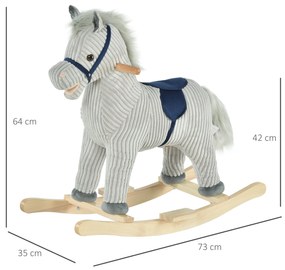 HOMCOM balansoar copii 36-72 luni, leagan cal interactiv, jucarie moale pentru copii 64x73x35cm | AOSOM RO
