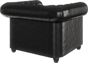 Fotoliu negru cu tapițerie din imitație de piele York – Ropez