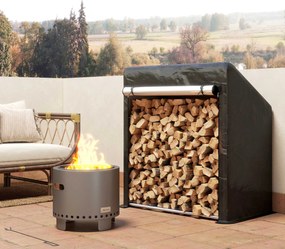 Outsunny Suport de Lemne de Exterior din Oțel cu Acoperire Impermeabilă 100x60x110 cm | Aosom Romania