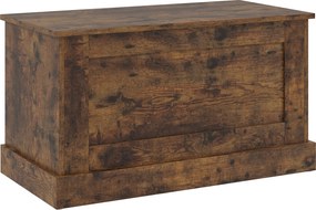 HOMCOM Cufăr de depozitare, cutie pentru jucării, cu balama de siguranță, pentru living, din lemn, 80 x 40 x 45 cm, maro rustic | Aosom Romania