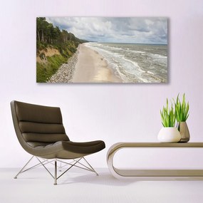 Tablou pe panza canvas Sea Beach copac Natura Gri Verde Alb