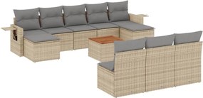 vidaXL Set canapele de grădină cu perne, 11 piese, bej, poliratan