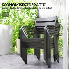 Outsunny Set de Grădină cu Masă Extensibilă și 6 Scaune Stivuibile Gri | Aosom Romania