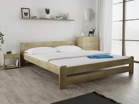 Pat Laura 160x200 cm, pin Saltele: Fara saltea, Somiera pat: Cu lamele drepte