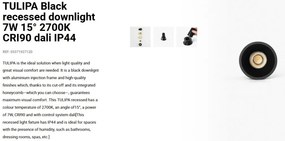 Spot LED incastrabil TULIPA Black recessed downlight 7W 15° 2700K CRI90 dali IP44