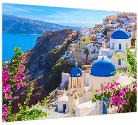 Tablou pe sticlă - Santorini, Grecia (70x50 cm)