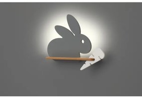 Aplică LED cu raft pentru copii RABBIT LED/4W/230V gri/alb/lemn
