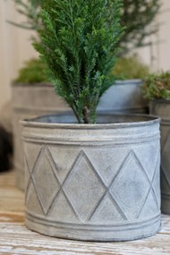 Set 3 jardiniere vintage din metal, finisaj zinc antichizat