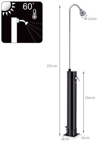 Deuba Duș solar de grădină - negru 18 L