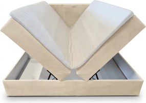 Pat tapițat boxspring FORENA 140x200 cm bej Saltea: Saltea cu arcuri Bonell