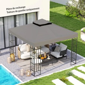 Outsunny Prelată pentru tonelă 3 x 3 m prelată de schimb cu 2 niveluri protecție UPF30+ orificii de scurgere gri | Aosom Romania