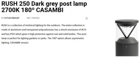 Mini Stalp LED iluminat exterior simetric 180º IP65 RUSH 25cm 2700K CASAMBI