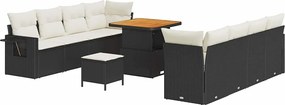 vidaXL Set de canapele pentru grădină 11 pcs Negru și Crem poliratan