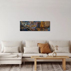 Tablou cu Las Vegas nocturn (cu ceas) (90x30 cm)
