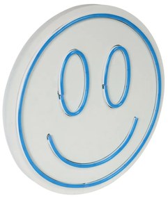 Decoratiune luminoasa LED de perete Smiley Albastru 27 cm