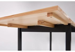 Masă de dining extensibilă din lemn de pin cu structură neagră Bonami Essentials Brisbane, 120 (200) x 70 cm