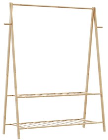 vidaXL Cuier pentru haine cu rafturi, 132x45,5x150,5 cm, bambus