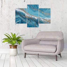Tablou - Marmură bleu cu aur I. (90x60 cm)