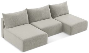 Colțar gri deschis extensibil/cu spațiu de depozitare Kalena – Makamii