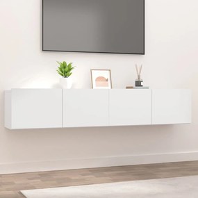Comode TV, 2 buc., alb, 80x30x30 cm, lemn compozit 2, Alb