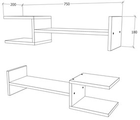 Etajera haaus Calice, Alb, 75 x 20 x 18 cm