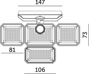 Proiector LED solar cu senzor GLOW LED/2,5W/3,7V 6500K IP44 2400 mAh