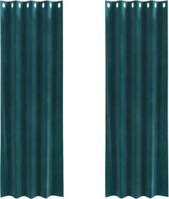 vidaXL Perdele opace 2 pcs Verde închis 140 x 245 cm Catifea