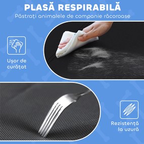 PawHut Pat Ridicat pentru Câini, Pat de Camping pentru Câini și Pisici cu Tetieră, Material Texteline Respirabil, pentru Interior și Exterior, 106 x 81 x 33 cm, Negru | Aosom Romania