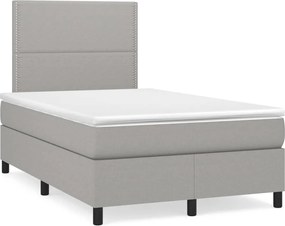 vidaXL Pat box spring cu saltea, gri deschis, 120x200 cm, textil