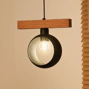 Duolla - Pendul pe cablu IRONLINE 1xE27/15W/230V pin stejar/negru