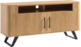 Comodă TV lemn masiv natur Santiago I -Negru, 134,2 × 39,7 × 65 cm