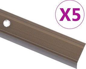 vidaXL Profile trepte în formă de L, 5 buc., maro, 100 cm, aluminiu