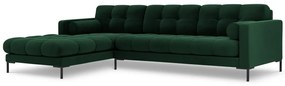 Colțar catifea Bali 5 locuri/partea stanga - Verde - Metal negru