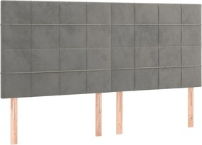 vidaXL Tăblie de pat gri deschis 200x5x118/128 cm catifea