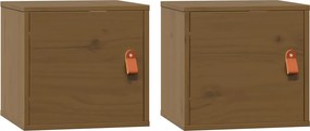 vidaXL Dulapuri perete 2 buc, maro miere, 31,5x30x30cm, lemn masiv pin