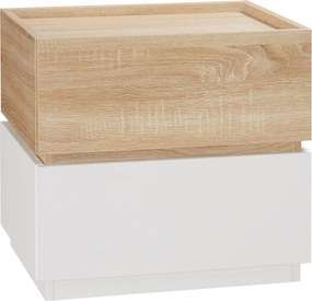 HOMCOM Bedside Table with 2 Stackable Drawers, Modern Nightstand, End Table for Bedroom, Living Room, Nature Wood and White | Aosom Romania