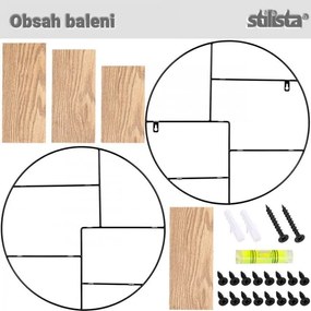 STILISTA Raft rotund de perete, sv. lemn, 48 x 48 x 12 cm