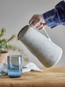 Carafă din ceramică artizanală natur cu finisaj texturat în tonuri de bej și maro, 1500 ml, 13×24 cm, „Fleur"