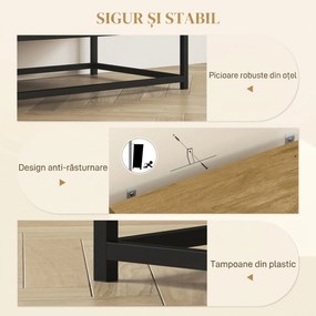 HOMCOM Bufet cu 2 Sertare, Dulăpior Reglabil, Raft Deschis și Bază Metalică, 80x40x78 cm, Maro | Aosom Romania