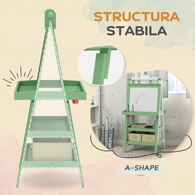 AIYAPLAY Tablă de Desen Dublă Pentru Copii 3-6 Ani, 59x48x118 cm, Verde | Aosom Romania