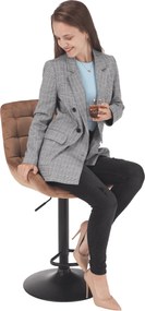 Scaun de bar, material textil Velvet maro, CHIRO NEW