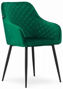 Set de sufragerie 1+4, masa alba decor stejar Sonoma MADO 120x80cm si scaun de sufragerie din catifea verde NUGAT