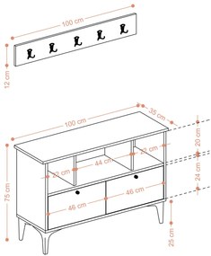 Set mobilier pentru hol Dana (Nuc + Negru). 1073485