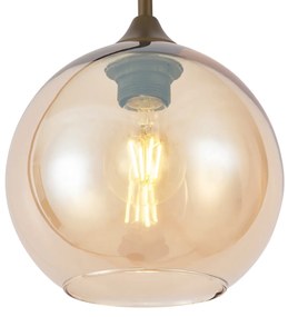 Lampă de podea Art Deco bronz închis cu sticlă ambră - Sandra