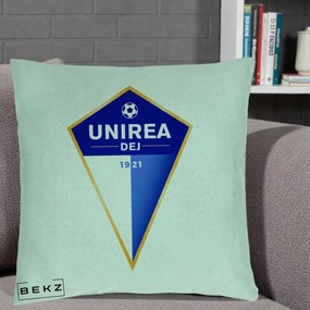 Perna Personalizata Unirea Dej 1921 Fotbal, 40x40 cm, Verde Menta, Husa Detasabila, Perna Inclusa, BEKZ®
