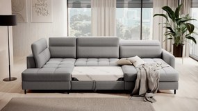 Canapea modulara, extensibila, cu spatiu pentru depozitare, 306x100x165 cm, Berrto R01, Eltap (Culoare: Albastru inchis / Raquel 40)