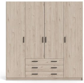 Șifonier în culoare naturală cu aspect de lemn de stejar 196x200 cm Sprint – Tvilum